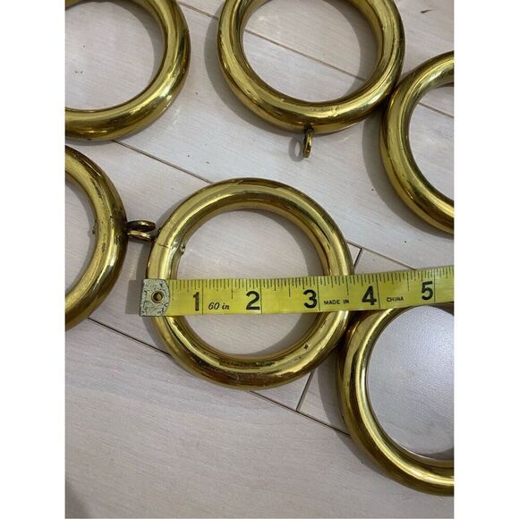 Vintage Heavy Duty Curtain Rod with Brass Rings and Cut Dimond Glass Finials - Picture 3 of 7